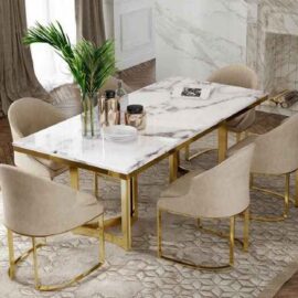 Amalgam Metal Marble Dining Table