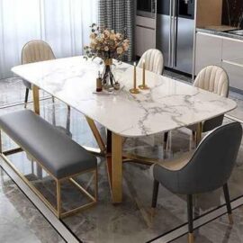 Astral White and Gold Dining Table