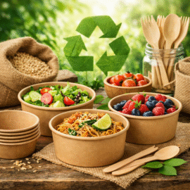 Freshly Packed in Eco-Friendly Paper Bowls